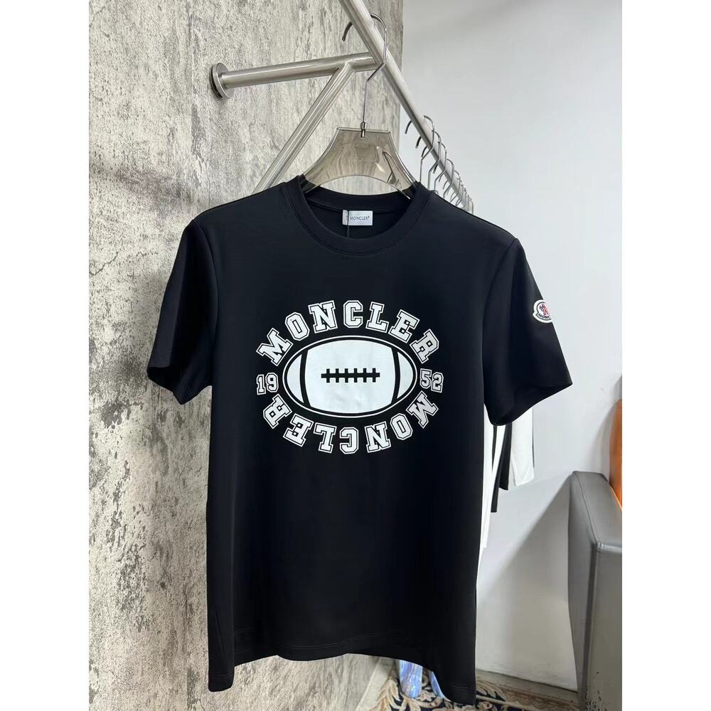 Moncler Men's and Women's Crew Neck Black Short Sleeve T-Shirt